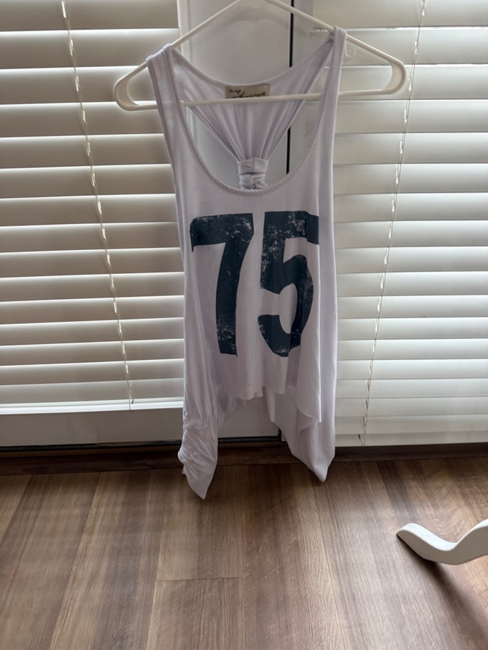 Vintage Havana White Tank Top with Navy Graphic 75